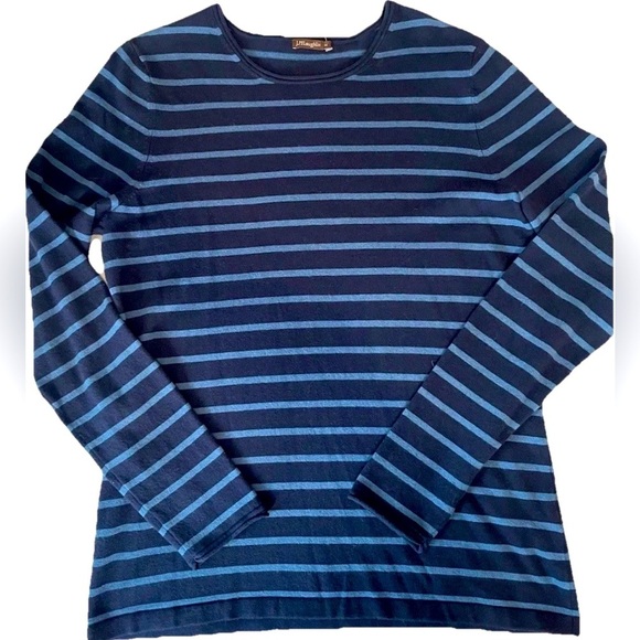 J Mclaughlin Womens Poet Sweater Long Sleeve Stripe Nautical Cotton Modal Sz M - Picture 3 of 12